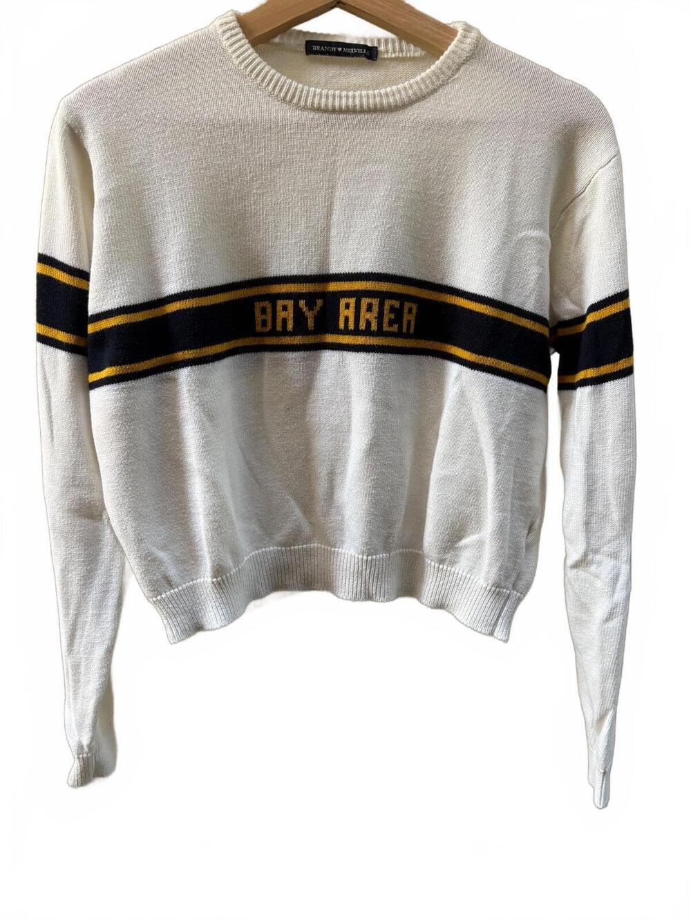 Brandy Melville Bay Area White Knit Varsity Style Sweater #sfbayarea #sporty